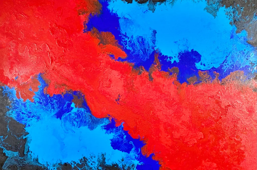 Pintura-abstrata-de-Dani Fontenelle-tecnica-de-derramamento- organico-arte-contemporanea-para- colecionadores