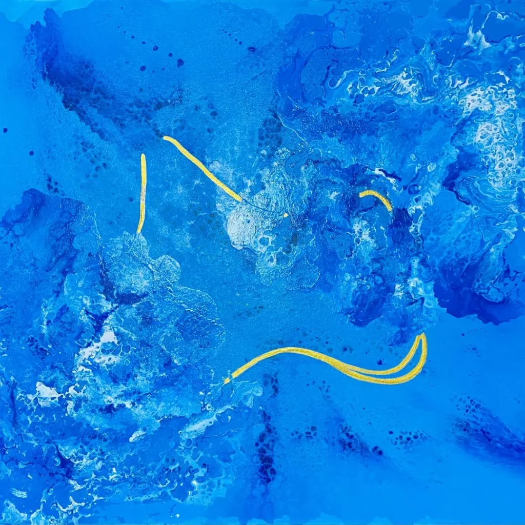 Pintura-abstrata-vermelha-de-Dani Fontenelle-tecnica-de-derramamento- organico-arte-contemporanea-para- colecionadores