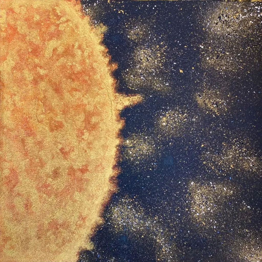 Pintura-abstrata-vermelha-de-Dani Fontenelle-tecnica-de-derramamento- organico-arte-contemporanea-para- colecionadores