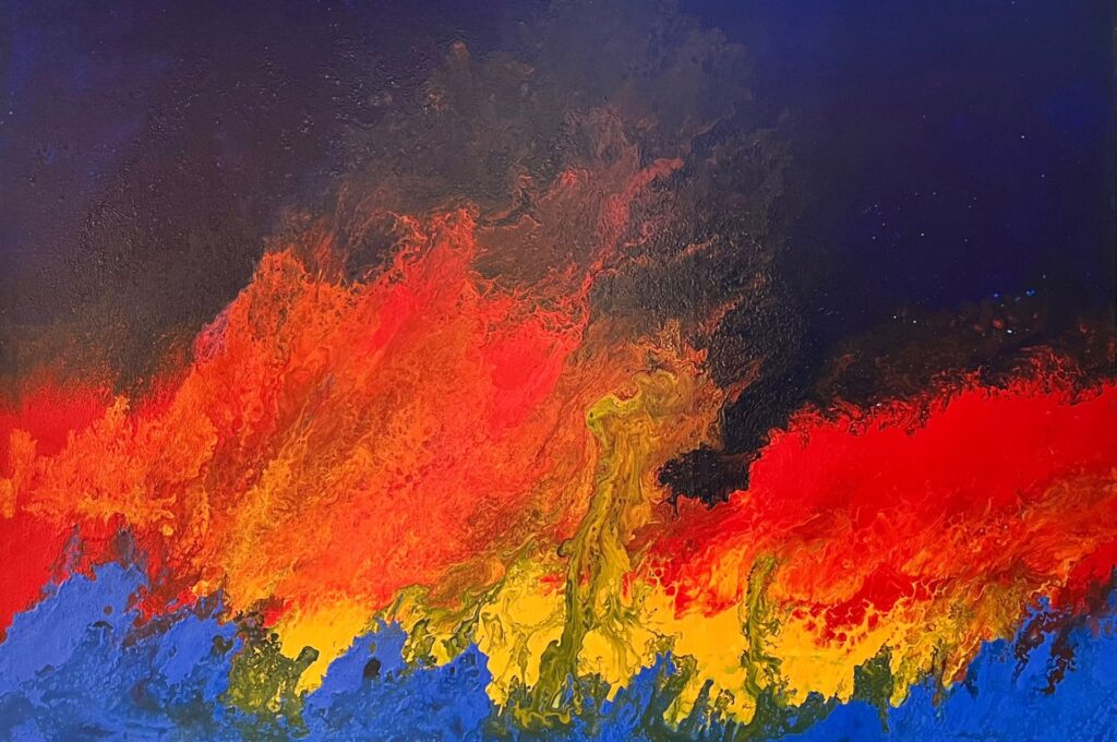 Pintura-abstrata-de-Dani Fontenelle-tecnica-de-derramamento- organico-arte-contemporanea-para- colecionadores